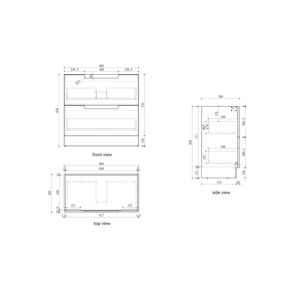 Aulic Lovina Floor Standing Harvest Oak Fluted Cabinet 900X460X420mm With Ceramic Top - Image 2