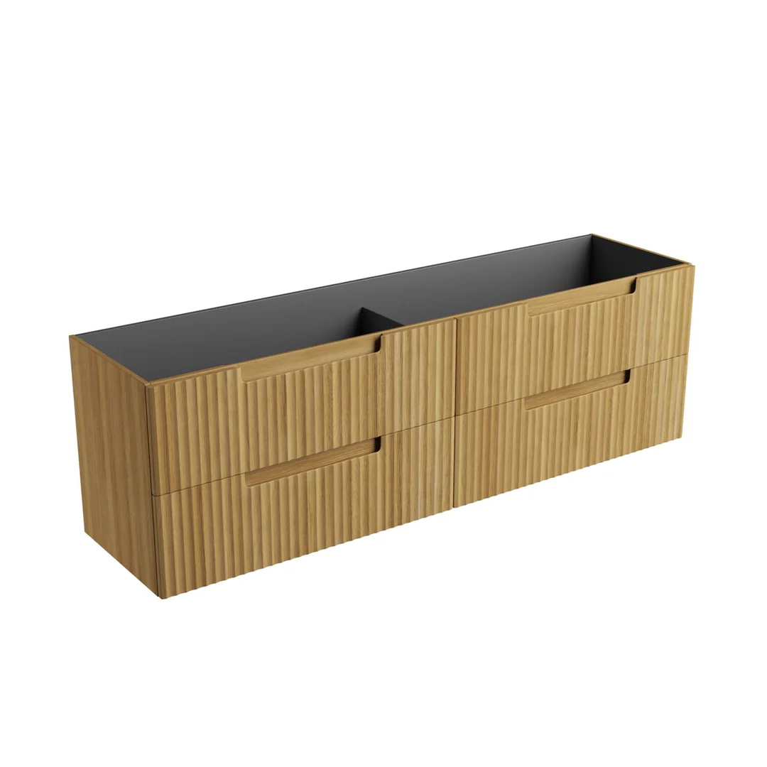 Aulic Lovina Tier Wall Hung 1800mm Harvest Oak Fluted Cabinet 1780X450X400mm