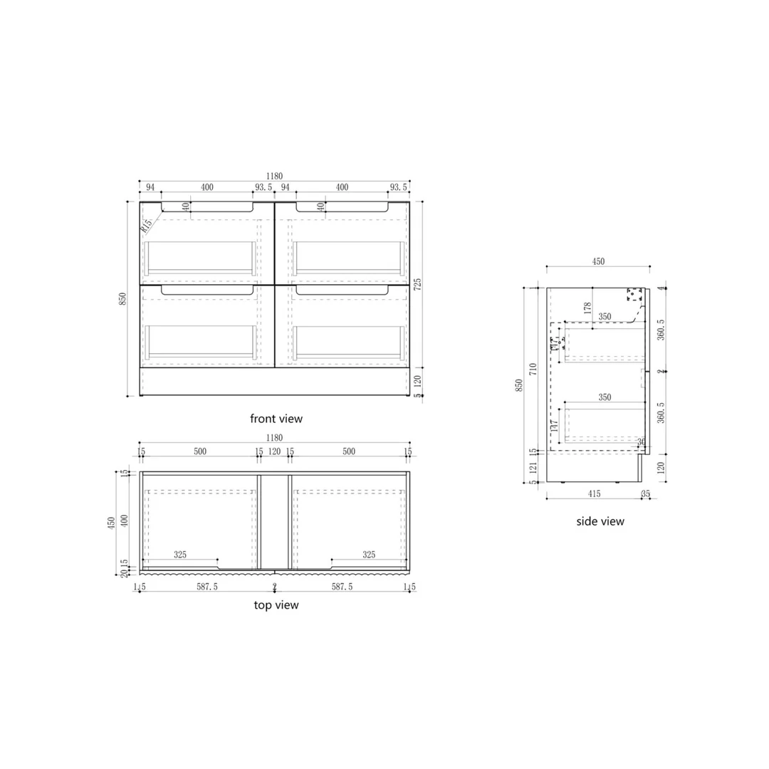 Aulic Lovina Tier Wall Hung Harvest Oak Fluted Cabinet 1200X460X425mm With Cato Undermount Stone Top - Image 2