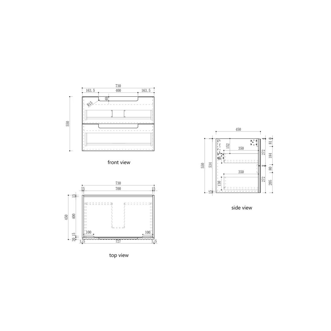 Aulic Lovina Tier Wall Hung Harvest Oak Fluted Cabinet 750X460X425mm With Alpine Undermount Stone Top - Image 2