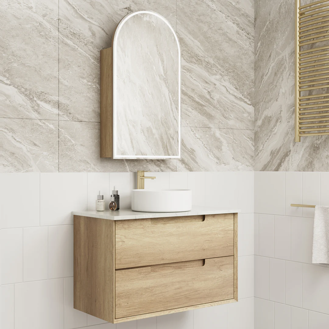 Aulic Moreno 900 Cabinet With Snow Stone Top With Undermount Basin - Image 2