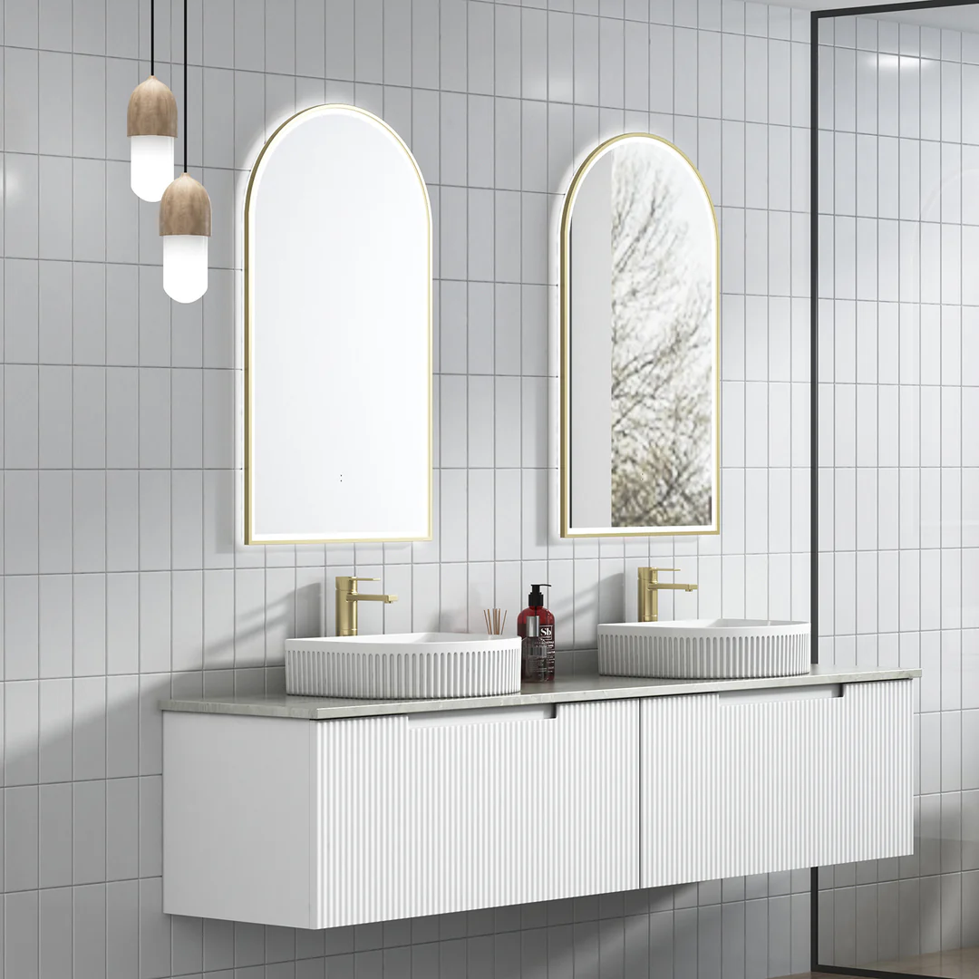 Aulic Perla Mark Ii Wall Hung 1800 Cabinet Double Bowl With Alpine Flat Stone Top - Image 2