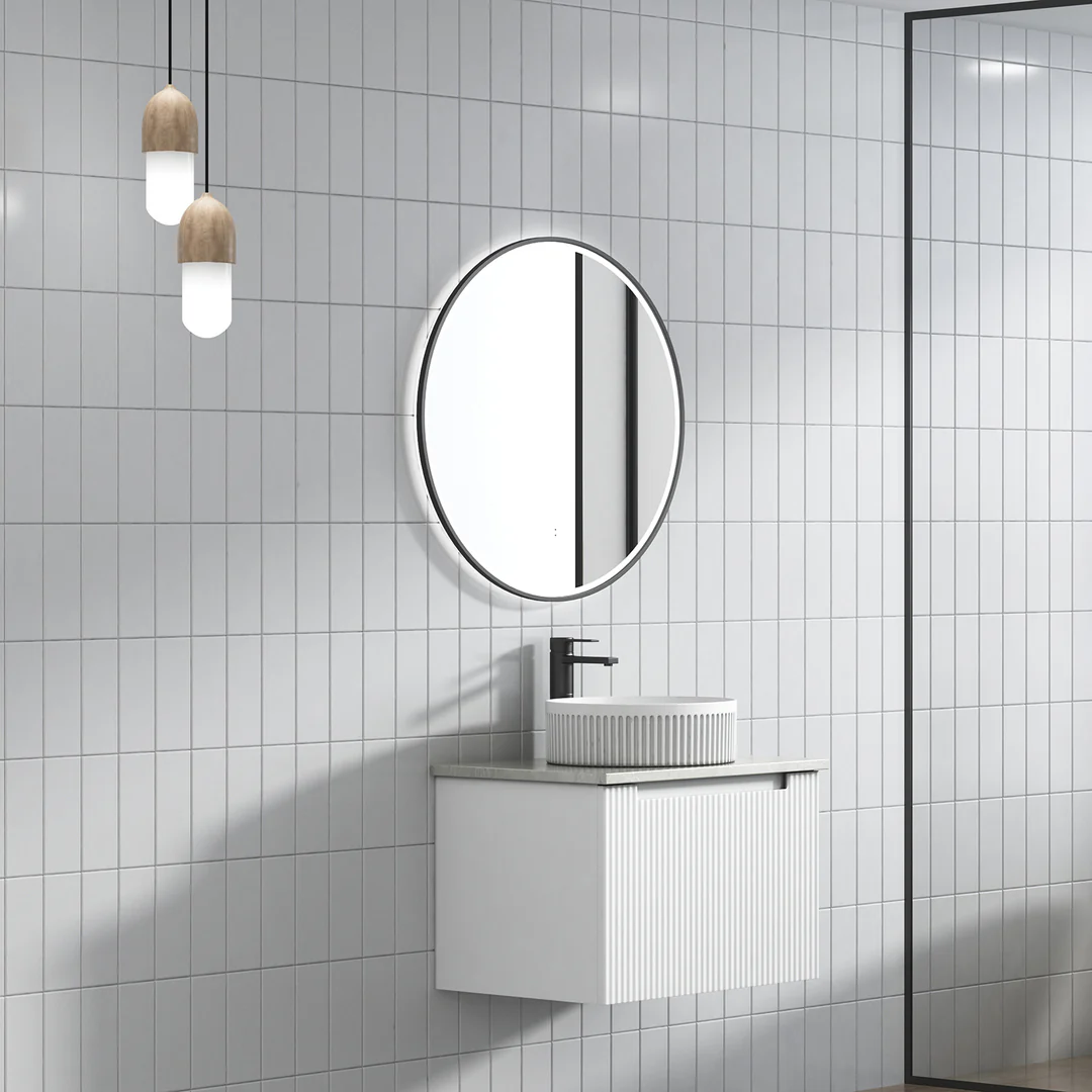 Aulic Perla Mark Ii Wall Hung 600 Cabinet With Snow Flat Stone Top