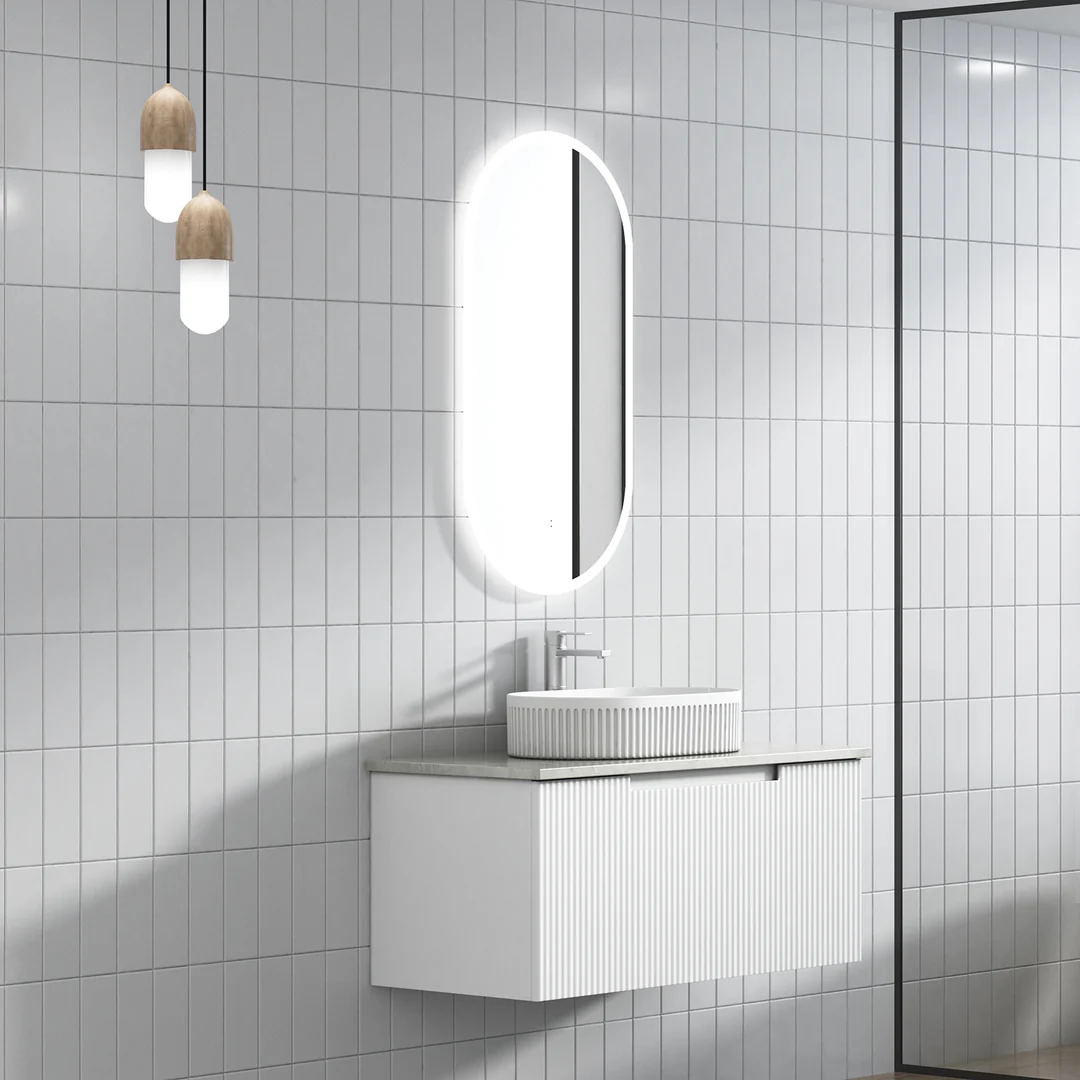 Aulic Perla Mark Ii Wall Hung 900 Cabinet With Pure White Stone Top With Undermount Basin - Image 2