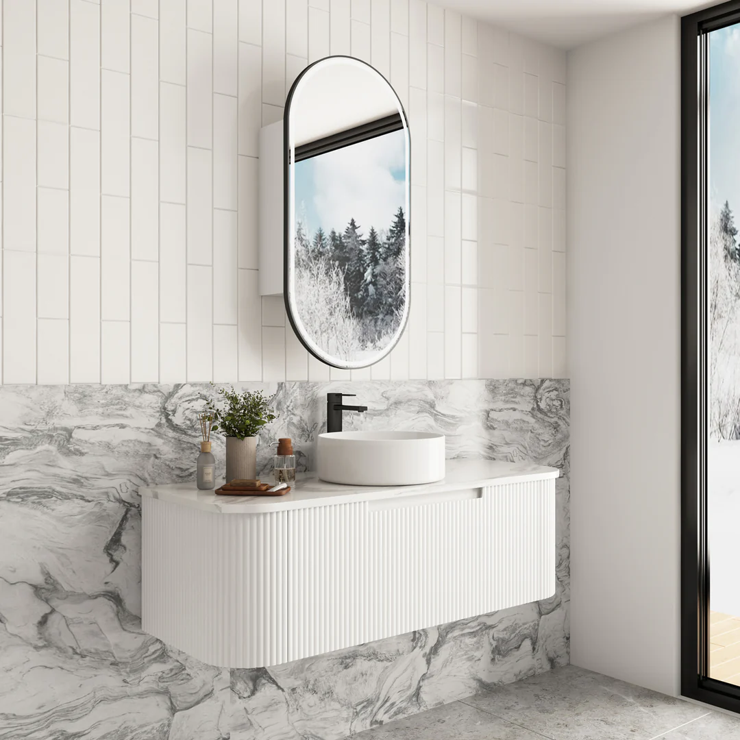 Aulic Savio 1200 Cabinet With Snow Flat Stone Top - Image 2