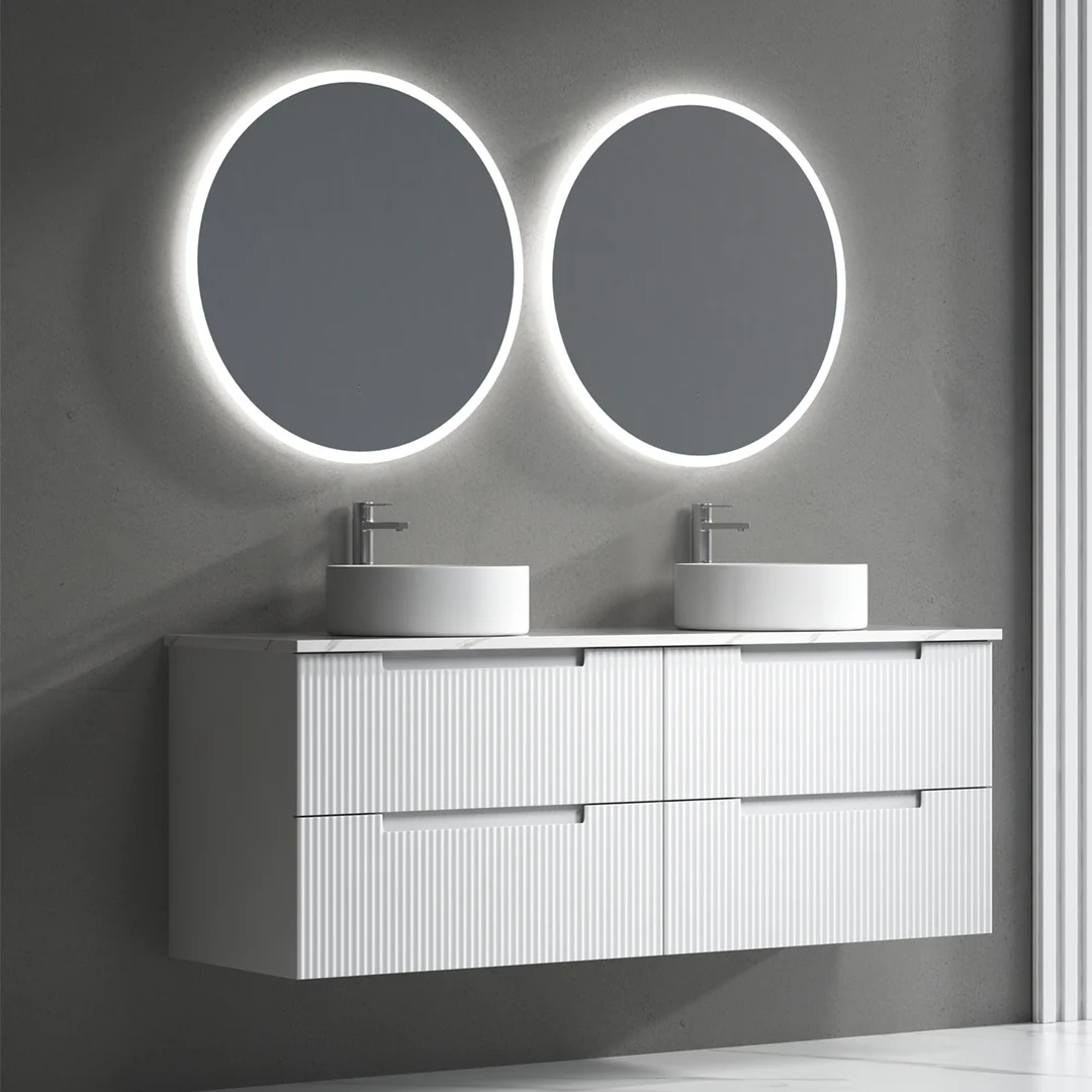 Aulic Verona Mark Ii Wall Hung 1500 Cabinet Double Bowl With Snow Flat Stone Top - Image 2