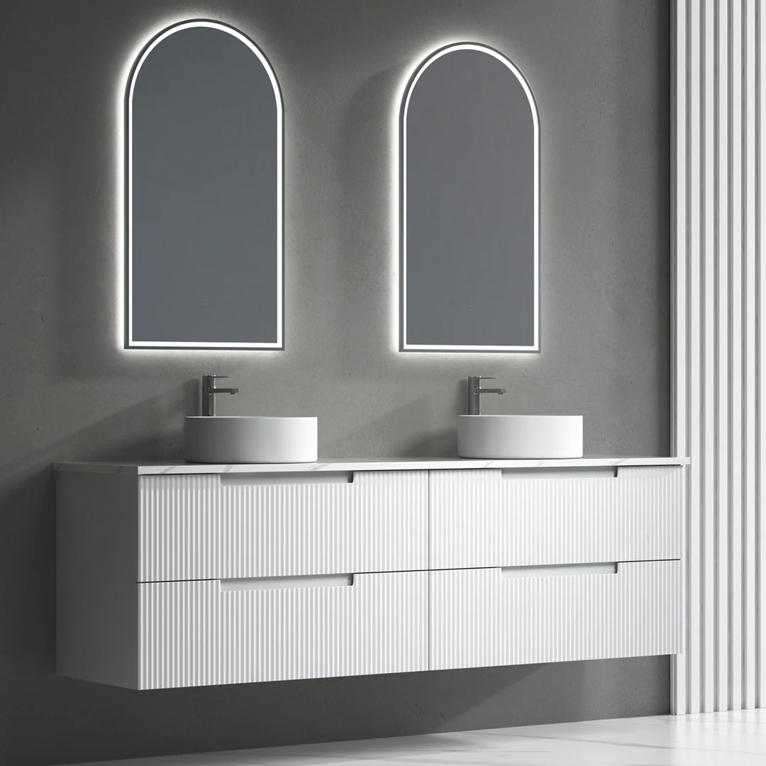 Aulic Verona Mark Ii Wall Hung 1800 Cabinet Double Bowl With Pure Flat Stone Top - Image 2