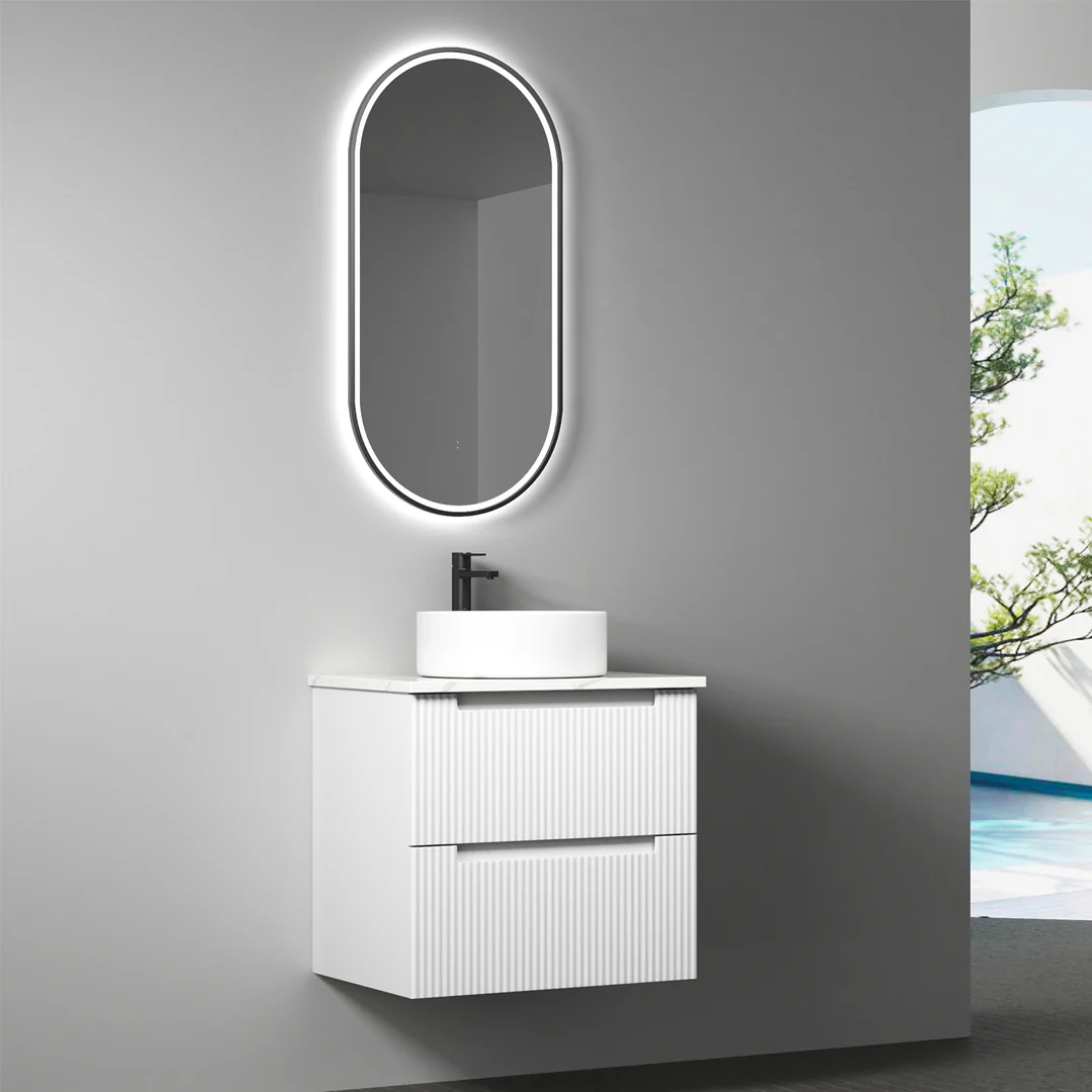 Aulic Verona Mark Ii Wall Hung 600 Cabinet With Pure White Stone Top With U/M Basin - Image 2