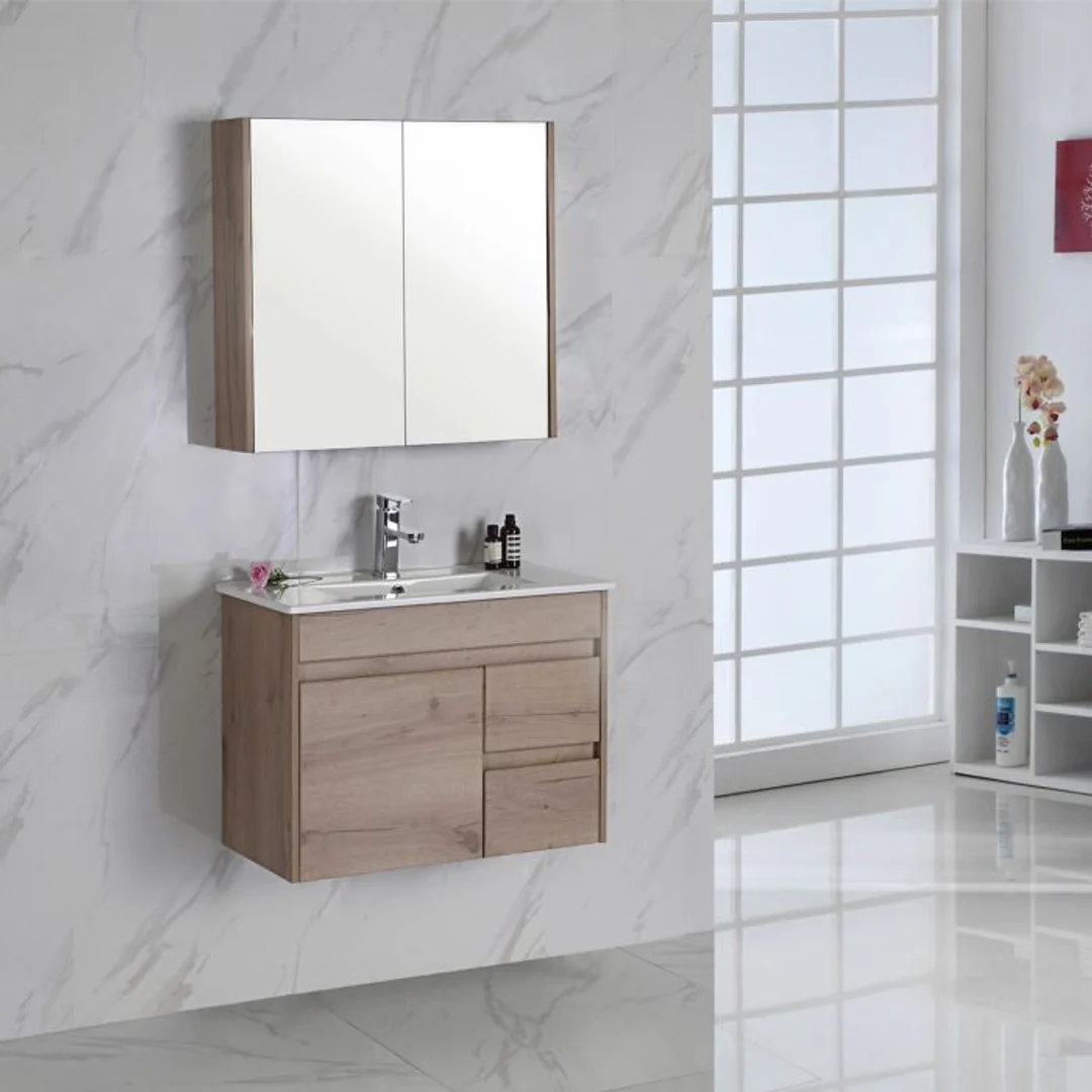 Aulic York 750mm Wall-Hung Vanity - Mini Ceramic Top (Left Hand Drawer) - Image 2