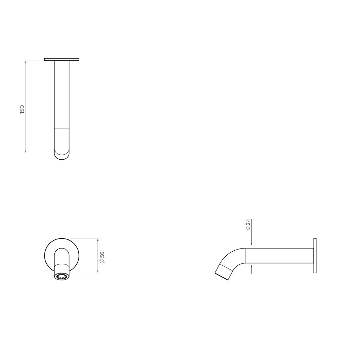 Axus Round 150Mm Wall Mounted Spout Brushed Brass Pvd - Image 2