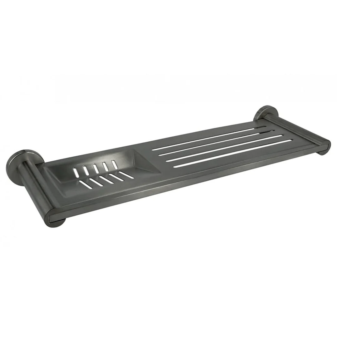 Streamline Axus Stainless Steel Shelf With Soap Dish 37cm - Brushed Gun Metal - Image 2