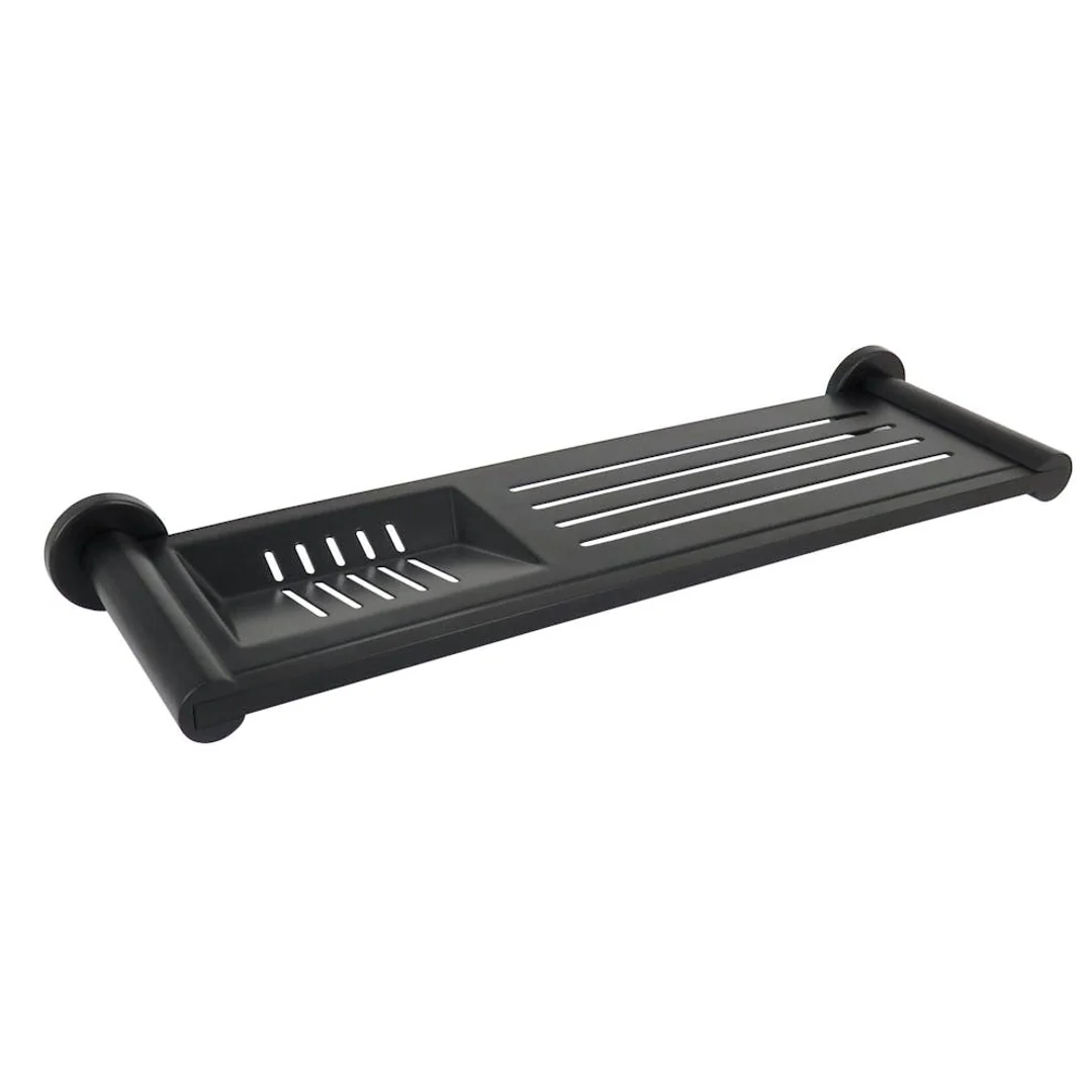 Streamline Axus Stainless Steel Shelf With Soap Dish 37cm - Matt Black - Image 2