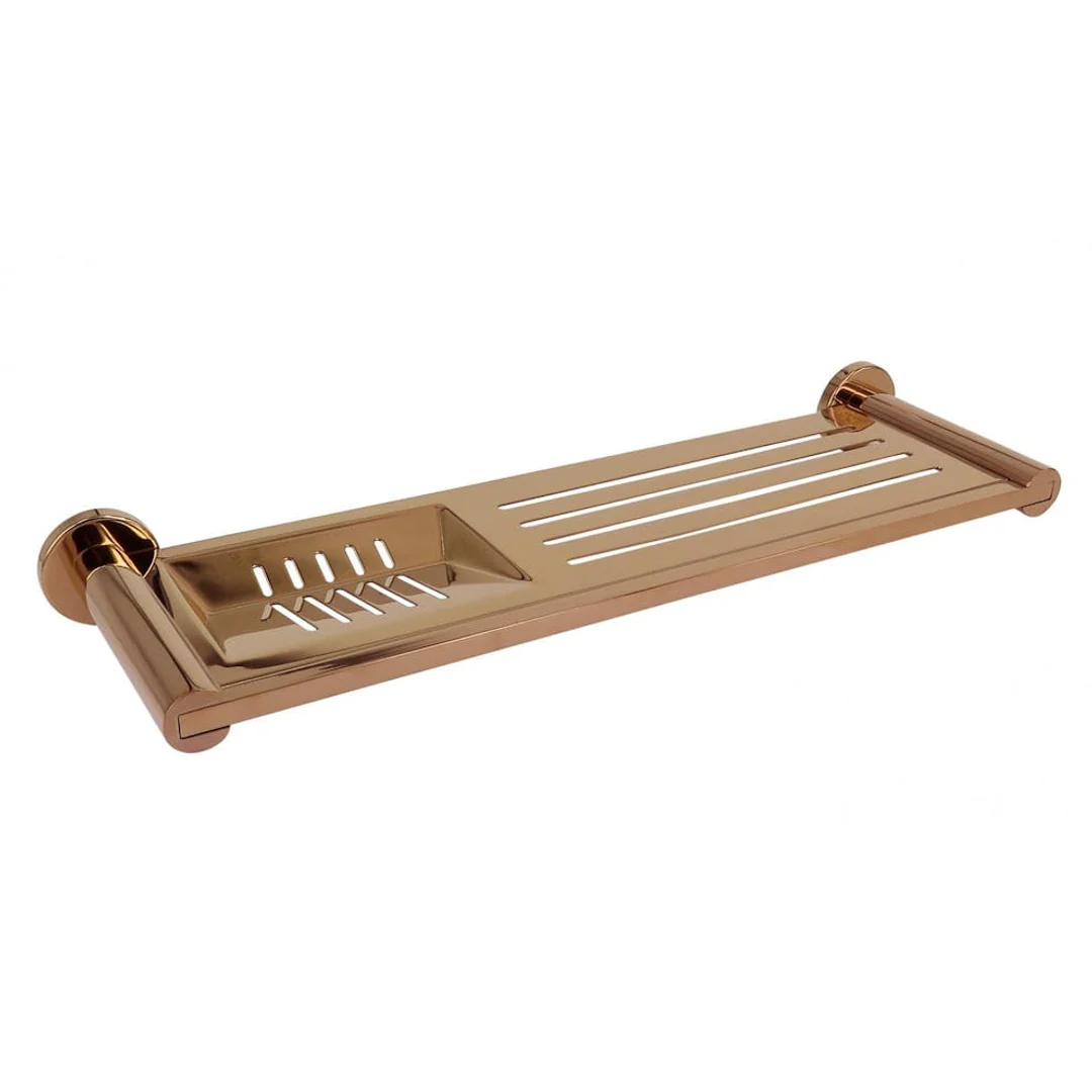 Streamline Axus Stainless Steel Shelf With Soap Dish 37cm - Rose Gold PVD - Image 2