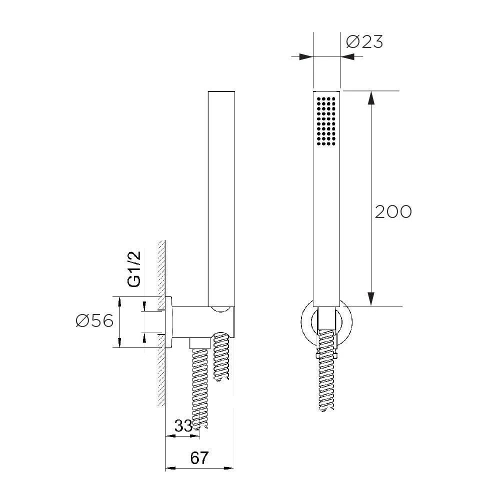 Axus Tubular Handshower On Fixed Wall Bracket (Brushed Brass) - Image 5