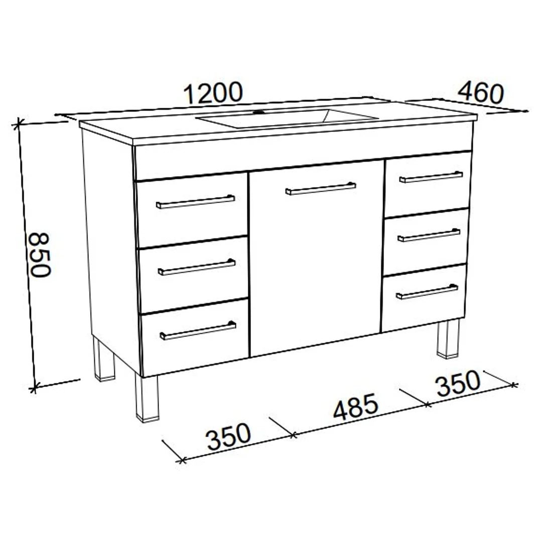 BARGO VANITY 1200MM GRAND ACRYLIC TOP ON LEGS(TIMBERLN P#:B12GL) - Image 2