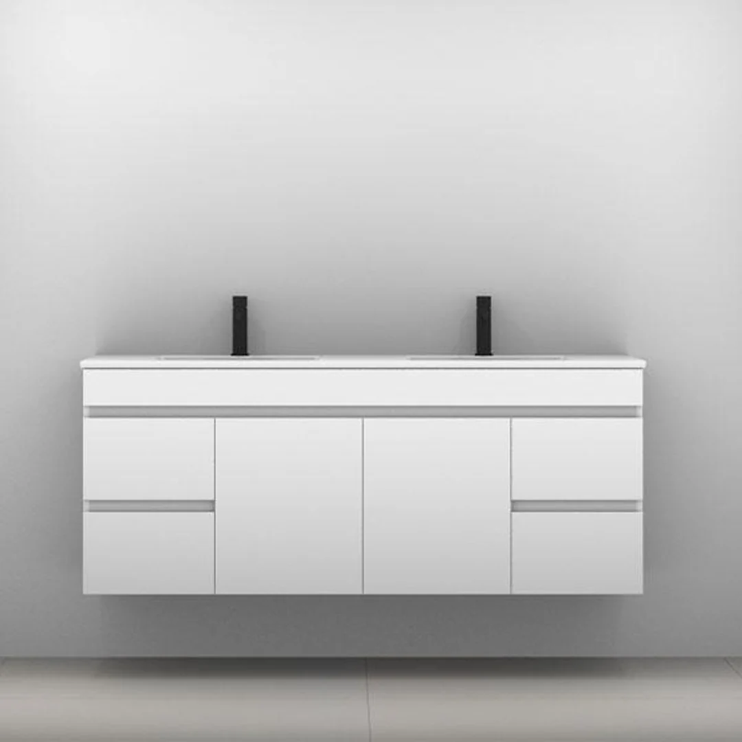 Bargo Vanity 1500mm Alpha Double Bowl Ceramic Top Wall Hung(Timberln P#:B152Aw) - Image 3