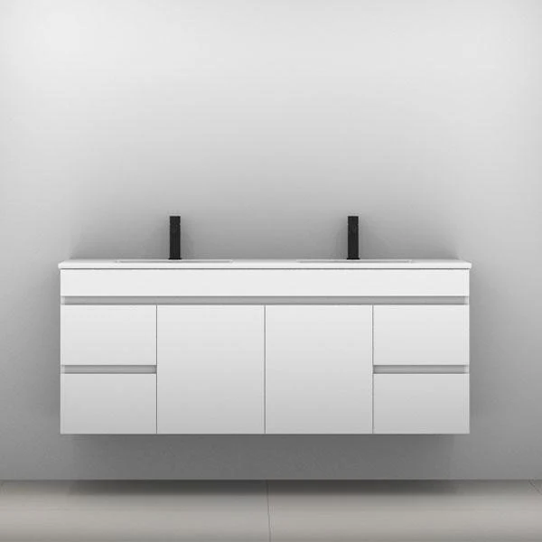 Bargo Vanity 1500mm Alpha Double Bowl Ceramic Top Wall Hung(Timberln P#:B152Aw) - Image 5