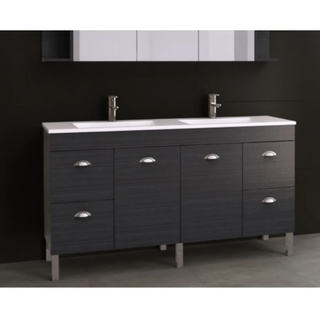 BARGO VANITY 1500MM DOUBLE BOWL REGAL ACRYLIC TOP  ON LEGS(TIMBERLN P#:B152RL)