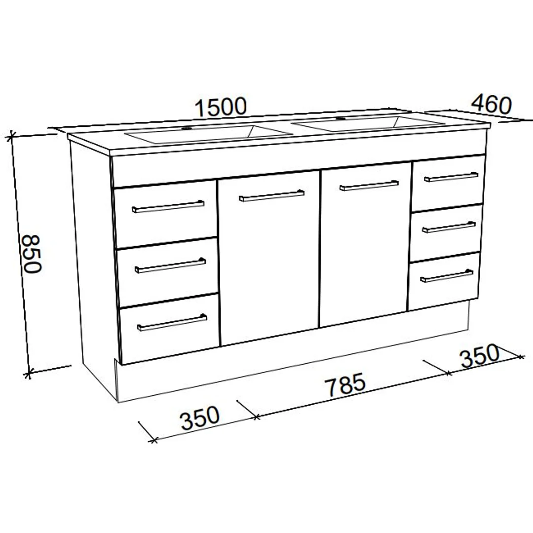 BARGO VANITY 1500MM SINGLE BOWL GRAND ACRYLIC TOP FLOORSTANDING(TIMBERLN - Image 2