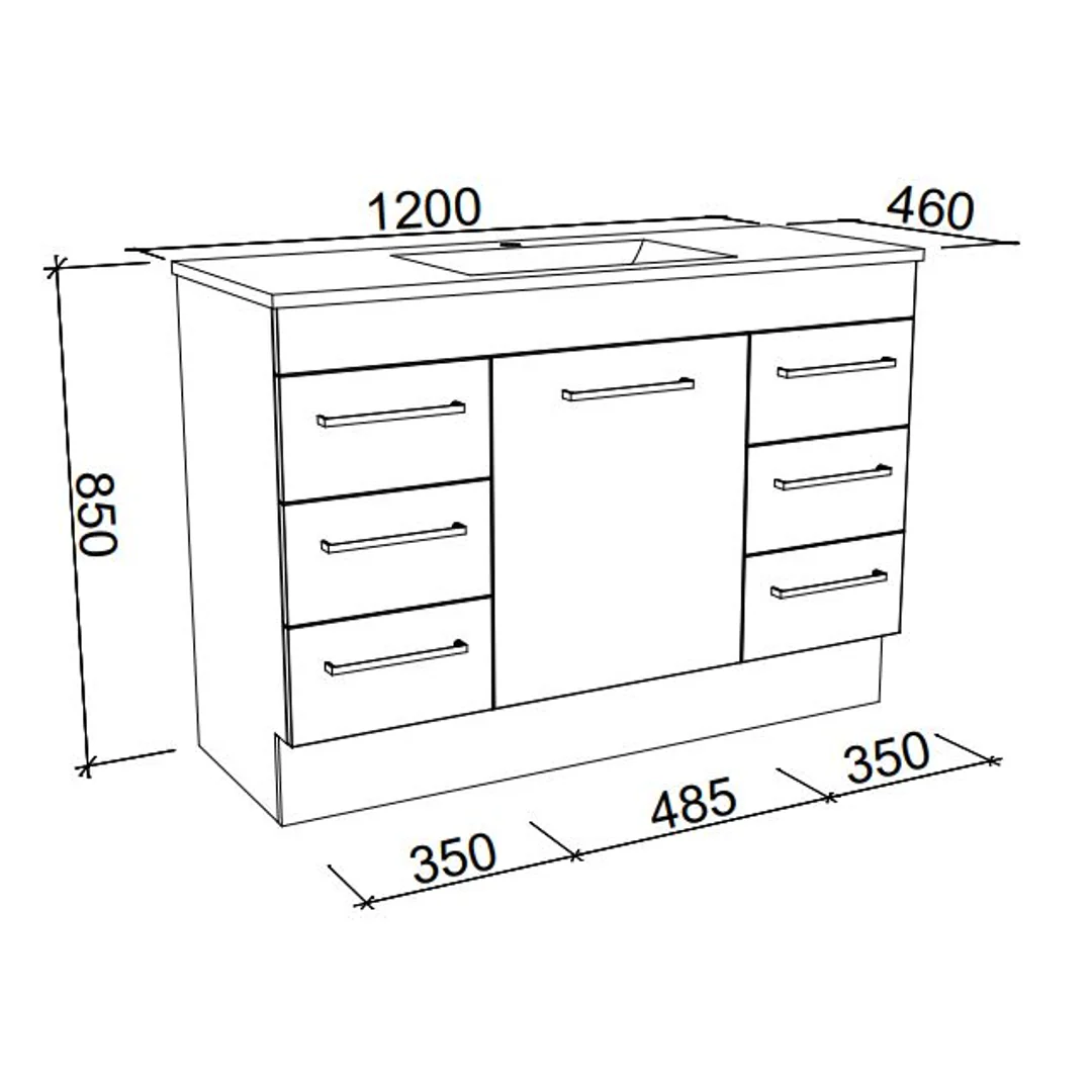BARGO VANITY CABINET ONLY 1185MM   NO TOP FLOORSTANDING(TIMBERLN P#:B12XF) - Image 2