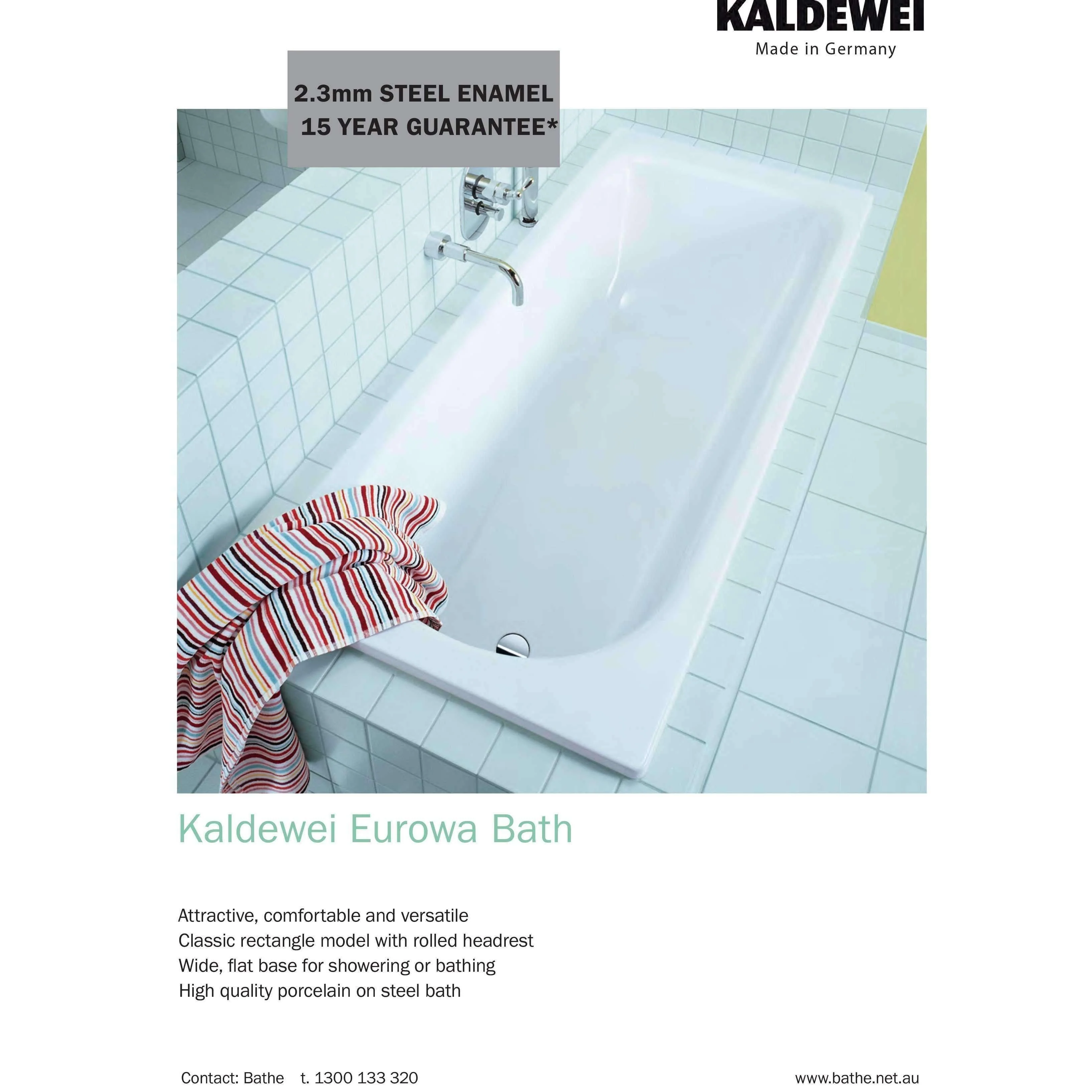 Bathe Kaldewei Eurowa Steel Bath With O/Flow &Waste 1500mm - Image 5