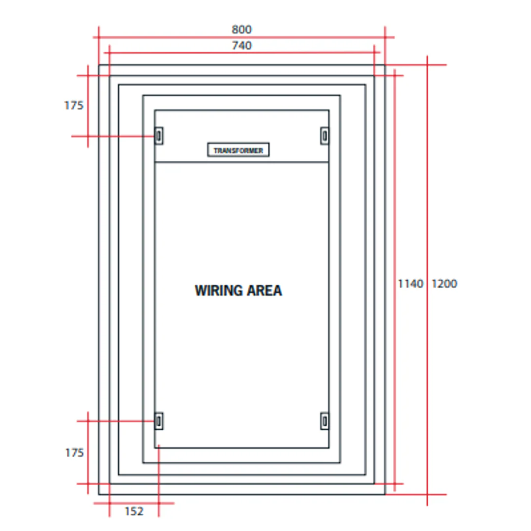Thermogroup Backlit Rectangular Mirror With Border Cool Light Includes Mirror Demister - 1200x800x45mm 66Watts - Image 3