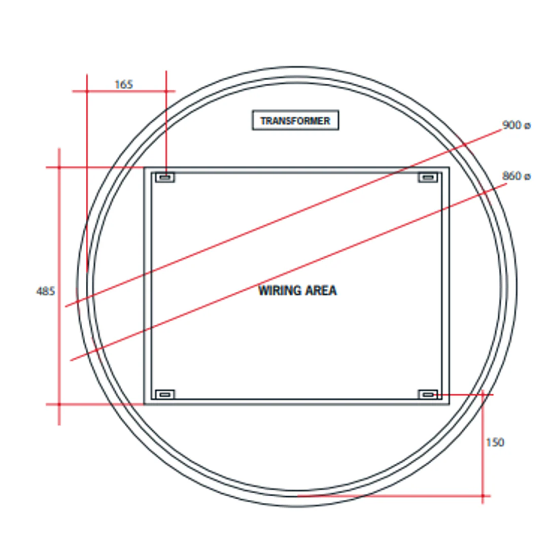 Thermogroup Backlit Round Mirror 900mmØ 79Watts Includes Mirror Demister - Warm Light - Image 3