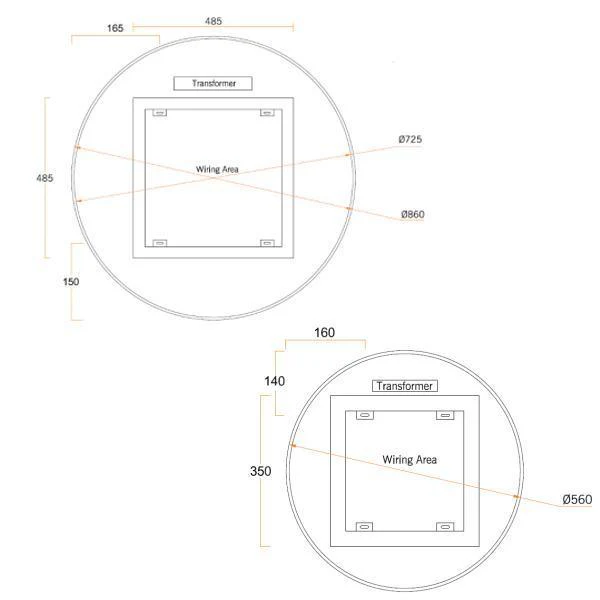 Thermogroup Backlit Round Mirror 900mmØ 79Watts Includes Mirror Demister - Warm Light - Image 5
