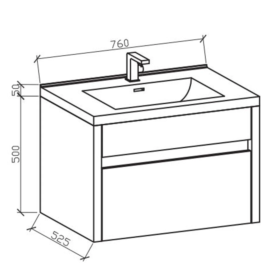 Belbagno Alexandra 760mm Wall Hung Vanity White Oak Alex-760-W-Wo - Image 3