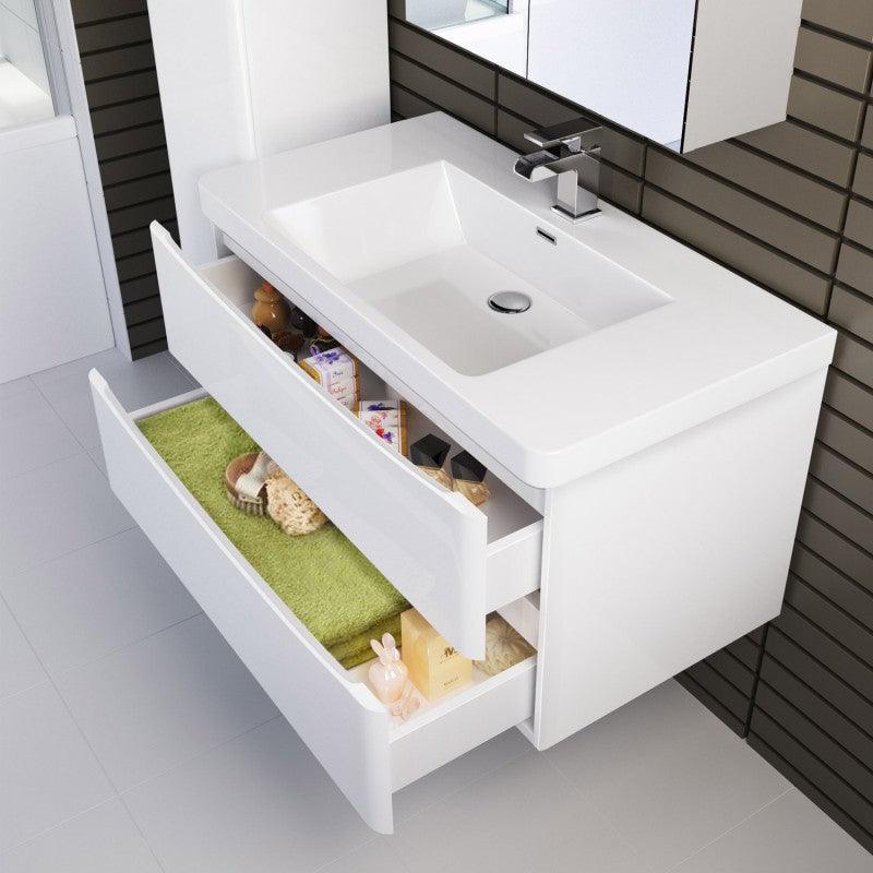BELBAGNO ANCONA 900MM WALL HUNG VANITY GLOSS WHITE 900 X 480 X 450 - Image 12