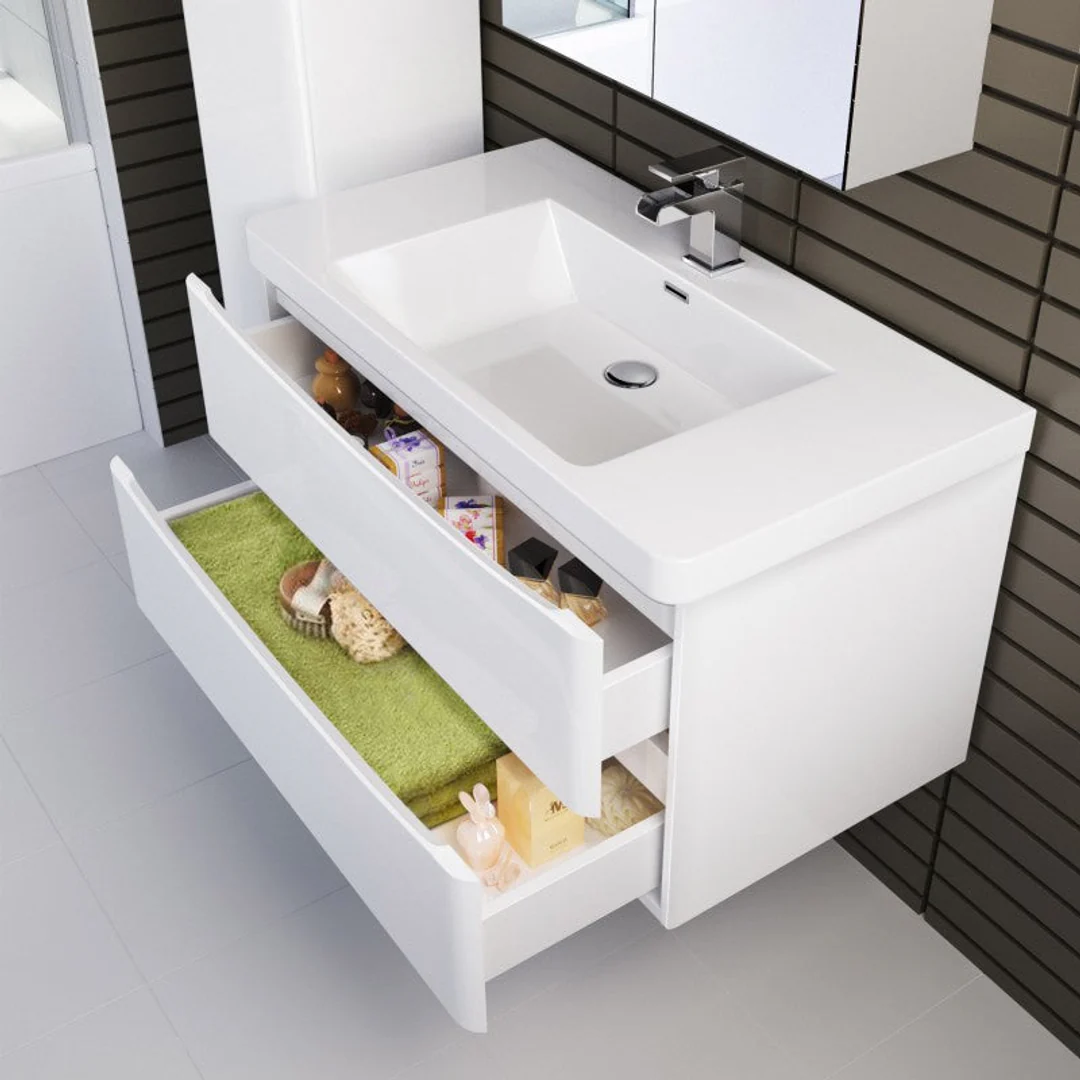 BELBAGNO ANCONA 900MM WALL HUNG VANITY GLOSS WHITE 900 X 480 X 450 - Image 6
