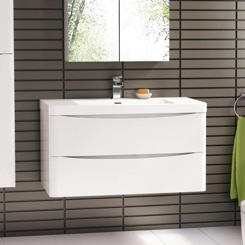 BELBAGNO ANCONA 900MM WALL HUNG VANITY GLOSS WHITE 900 X 480 X 450 - Image 9