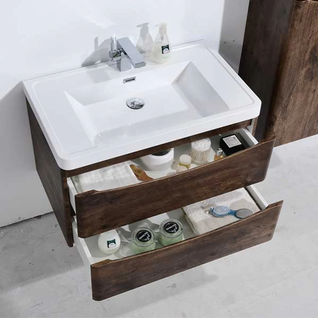 Belbagno Ancona 600mm Wall Hung Vanity Rose Wood 600 X 420 X 450 - Image 4