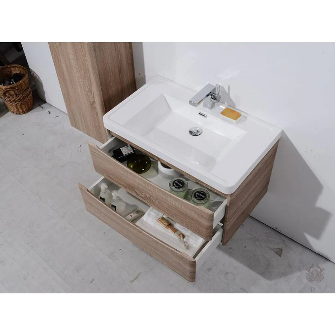 Belbagno Ancona 900mm Wall Hung Vanity White Oak 900 X 480 X 450 - Image 4