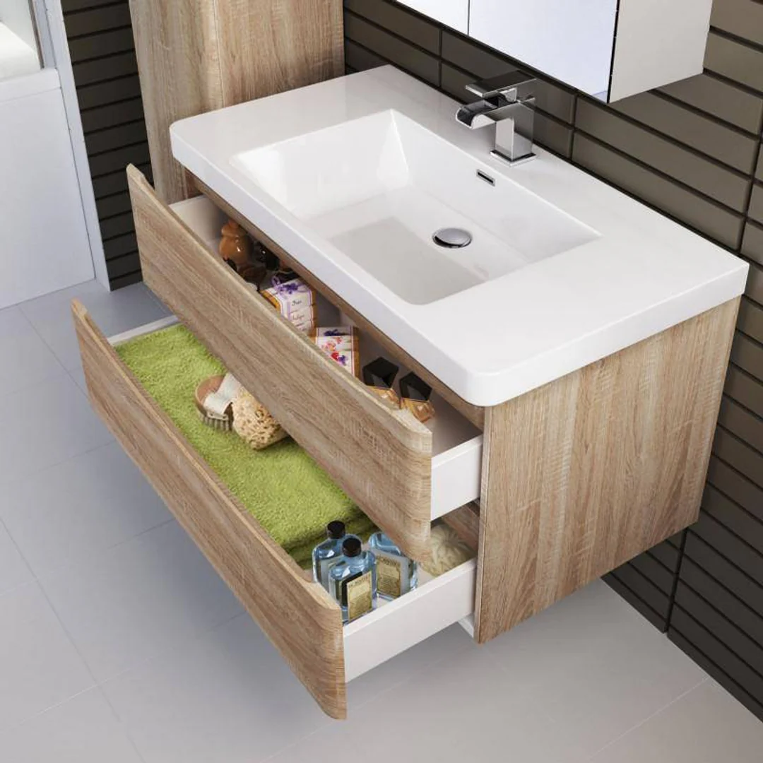 Belbagno Ancona 900mm Wall Hung Vanity White Oak 900 X 480 X 450 - Image 5