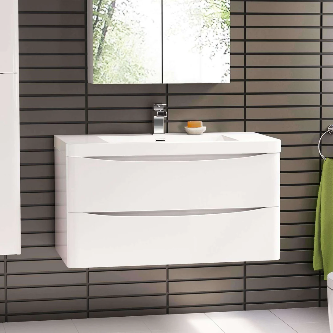 Belbagno Ancona Single 1200mm Wall Hung Vanity Gloss White 1200X4 - Image 2