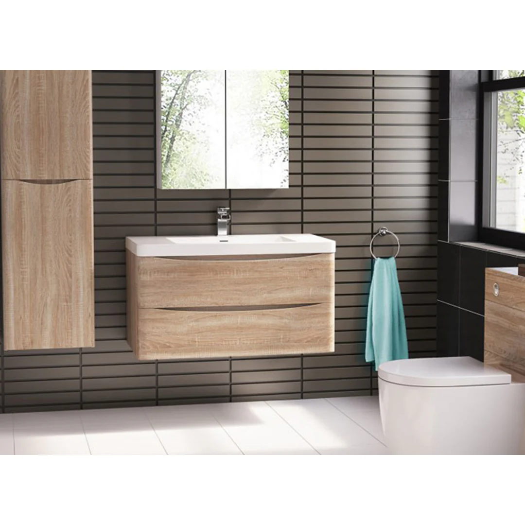 Belbagno Ancona Single 1200mm Wall Hung Vanity White Oak 1200X480X450 - Image 2