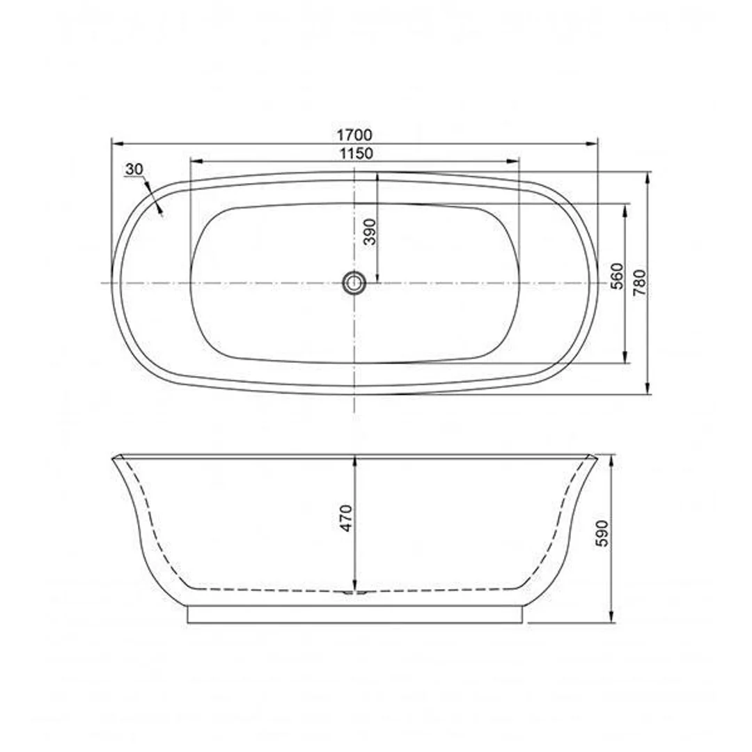 Belbagno Baden Freestanding Bath Gloss White 1700mm - Image 5