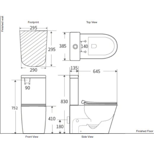 Belbagno Flay-R Rimless Nano Glaze Toilet Suite Bb007Cpr - Image 8
