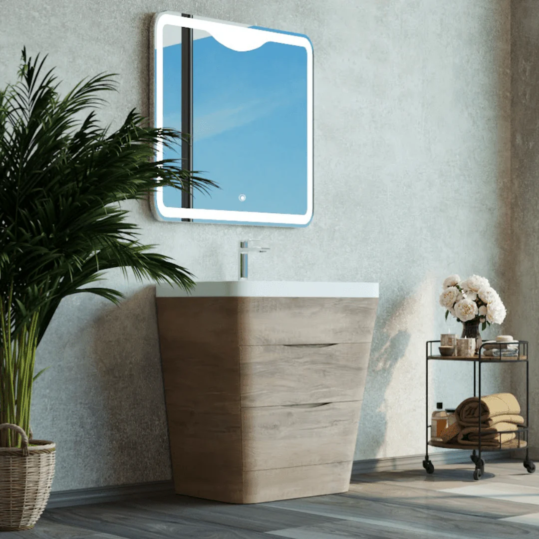 Belbagno Piramid 800mm Floor Standing Vanity White Oak 800 X 520 - Image 8