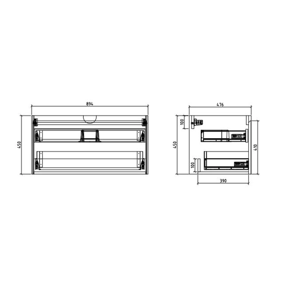 Belbagno Prado 900mm Wall Hung Vanity Gloss White 900 X 480 X 450 - Image 3