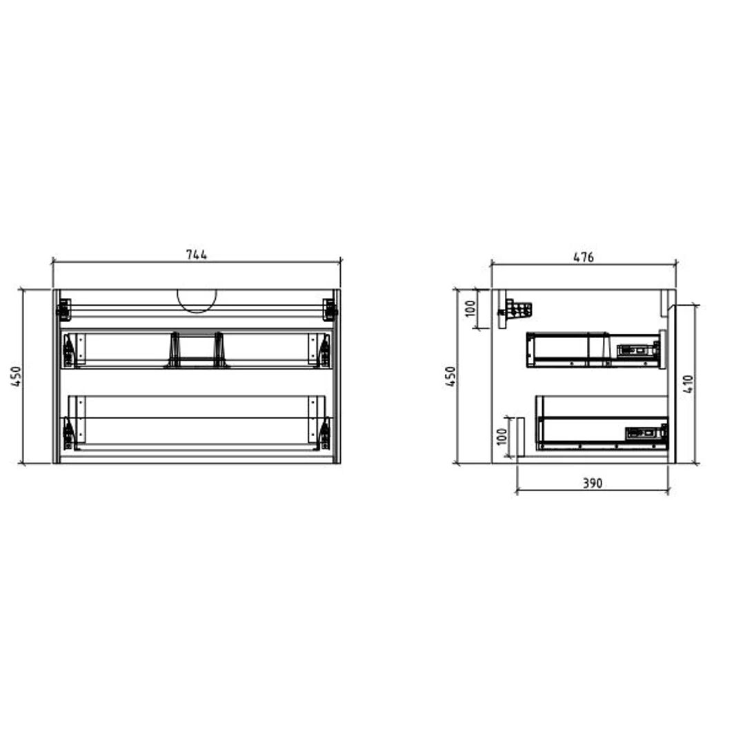 Belbagno Prado Gloss White 750mm Wall Hung Vanity  750 X 480 X 450 - Image 9