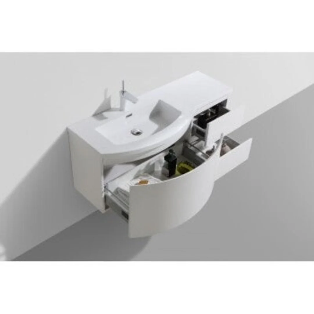 Belbagno Prospero Right 1200mm Wall Hung Vanity Gloss White 1205X480X480 - Image 2