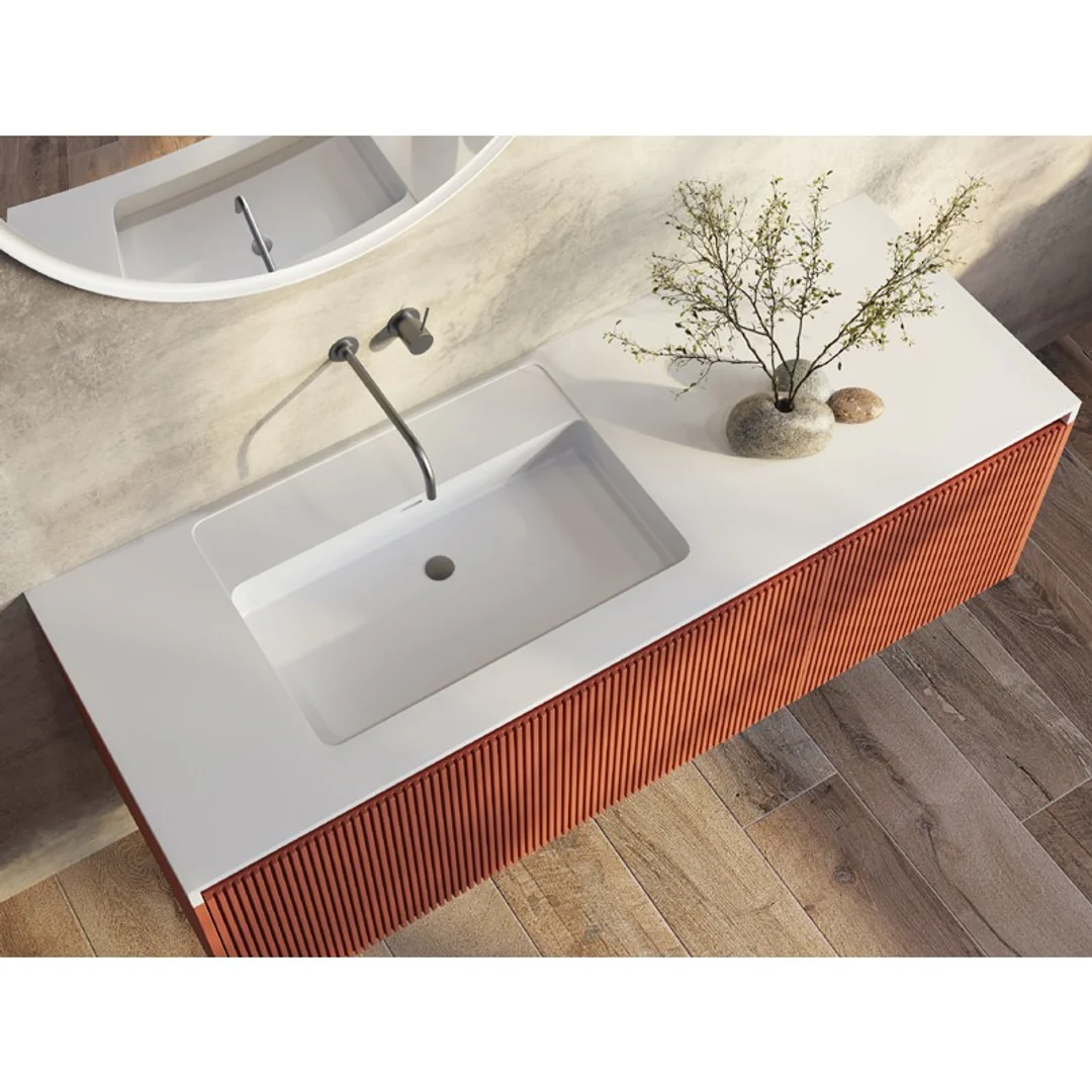 Belbagno Rimini 1400mm Wall Hung Vanity Includes Basin Potters Clay - Image 2
