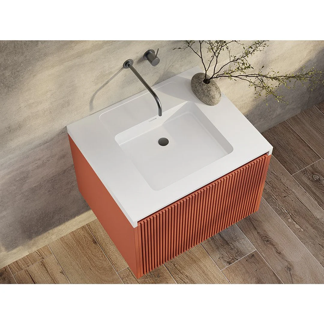 Belbagno Rimini 600mm Wall Hung Vanity Includes Basin Potters Clay - Image 3