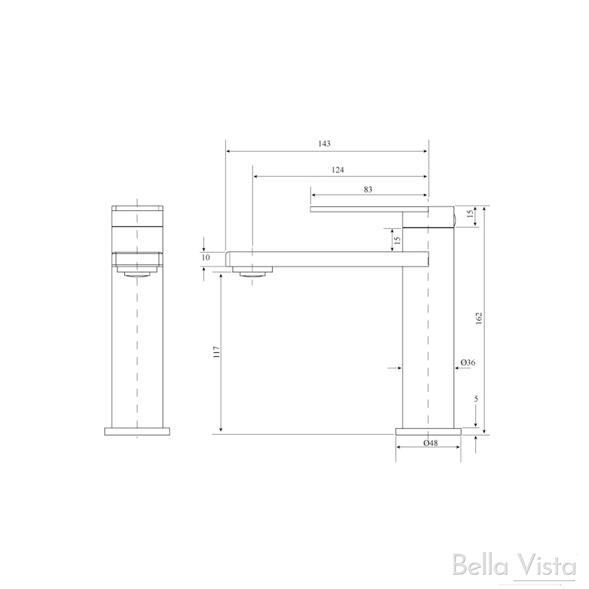 Bella Vista Cresta Basin Mixer Brushed Nickel - Image 3