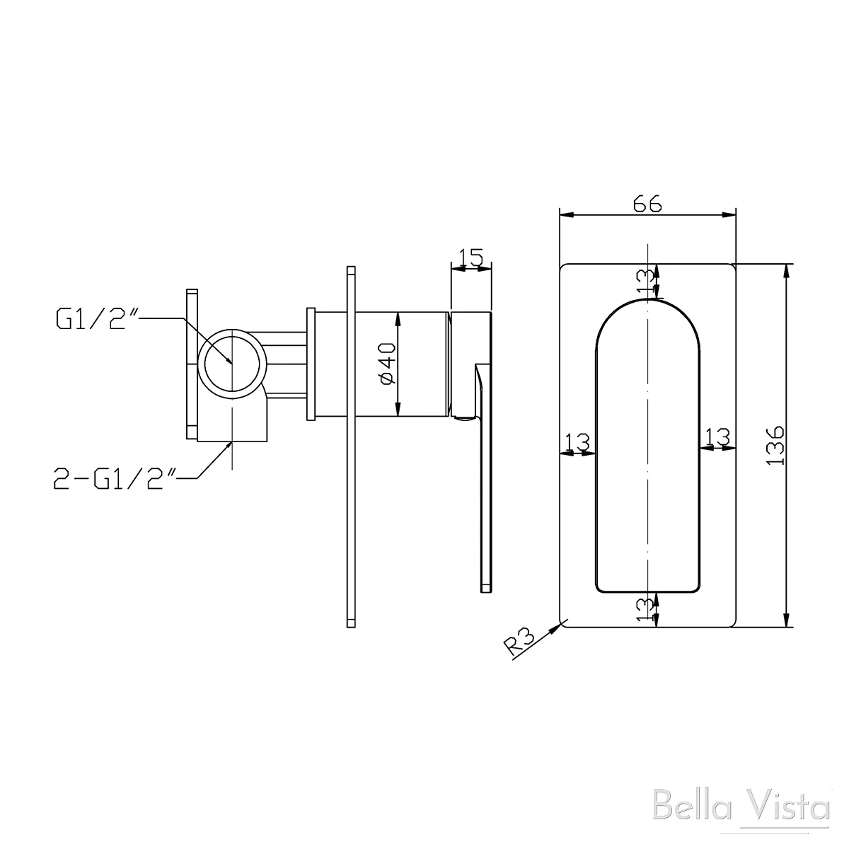 Bella Vista Cresta Shower Flick Mixer Black - Image 3