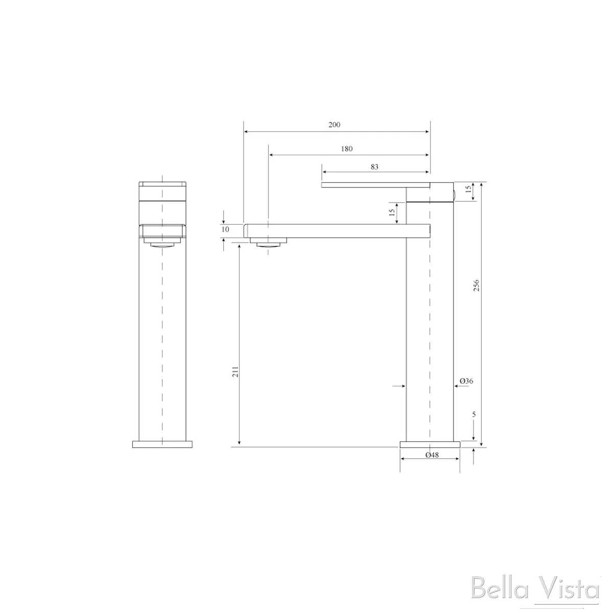 Bella Vista Cresta Tall Basin Mixer Brushed Gold - Image 3