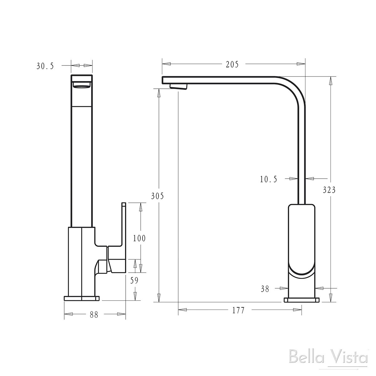 Bella Vista Ikon Flores Goose Neck Sink Mixer Chrome - Image 3