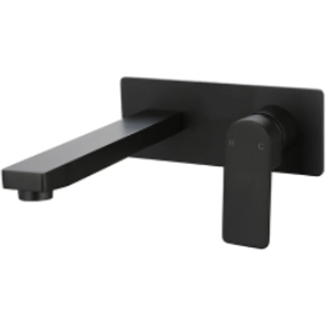 Bella Vista Ikon Flores Wall Basin Mixer Matte Black - Image 2